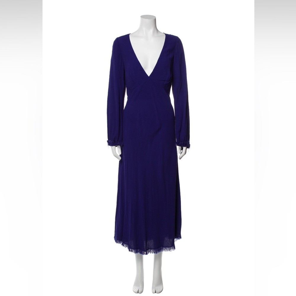 Raquel Allegra v-neck midi long sleeve dress size designer 2 (fits like L)